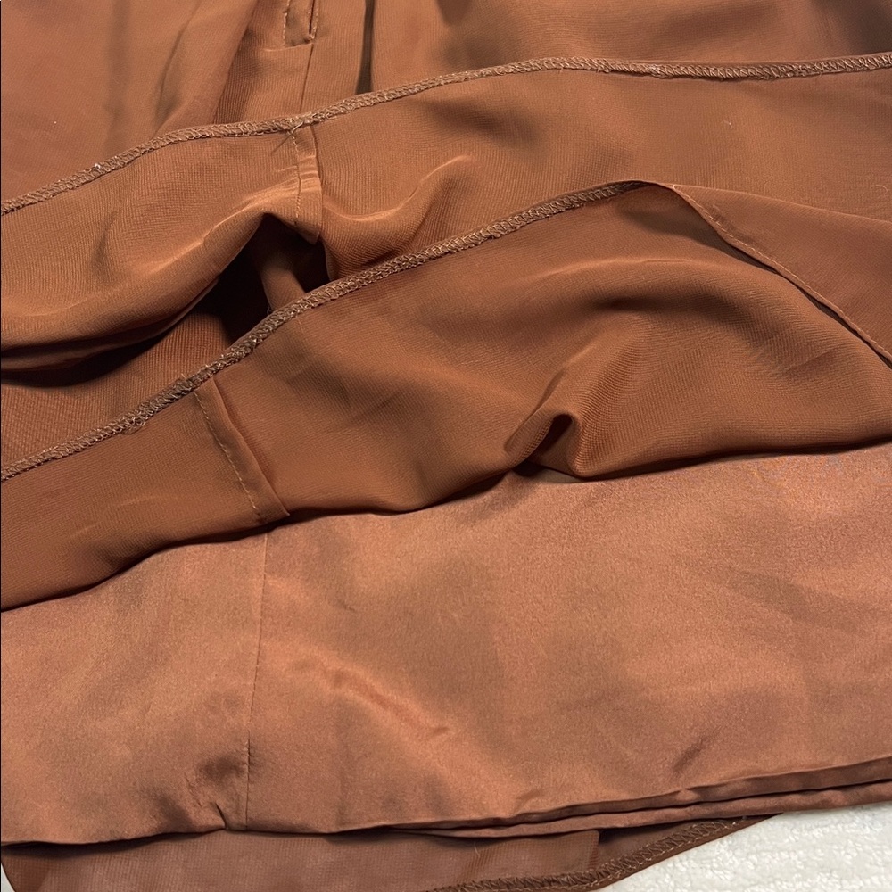 Vintage Dress First brown flare layered short cap sleeves covered buttons retro - Picture 11 of 12